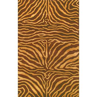 Ariel Brown/ Gold Wool Area Rug (3'6 x 5'6) 3x5   4x6 Rugs