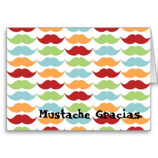 Rainbow Mustache Thank You Note Cards