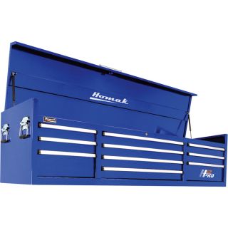Homak H2PRO 72in., 10-Drawer Top Tool Chest — 71 3/4in.W x 21 3/4in.D x 20 5/8in.H, Blue, Model# BL02010720  Tool Chests