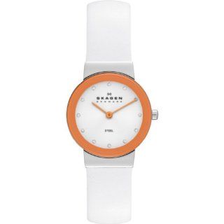 Skagen Brights   White Leather &Amp; Orange Dial Women's Watch Skw2015 Skagen Watches