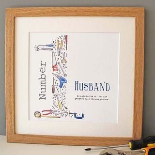 personalised tools 'number one' art print by love give ink