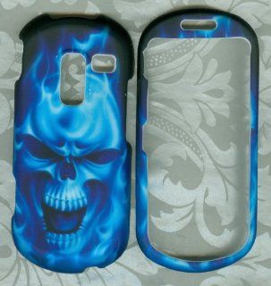 Blue Skull Rubberized Samsung R455c Sch r455c Protector Phone Cover Hard Snap Cell Phones & Accessories