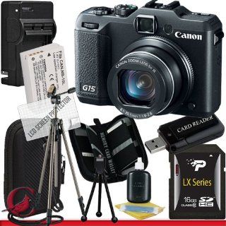 Canon PowerShot G15 Digital Camera 16GB Package 5  Point And Shoot Digital Camera Bundles  Camera & Photo