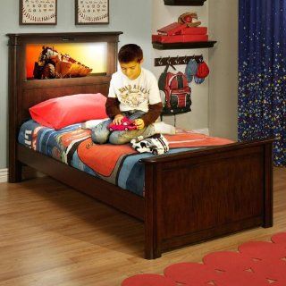 LightHeaded Beds Riviera Twin Bed with Back Lit LED Headboard Changeable Imagery   Cheshire Cherry   Childrens Bed Frames