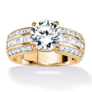 Ultimate CZ 18k Gold Over Sterling Silver Round Cubic Zirconia Ring Palm Beach Jewelry Cubic Zirconia Rings