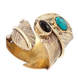 handmade turquoise feather ring by charlotte's web