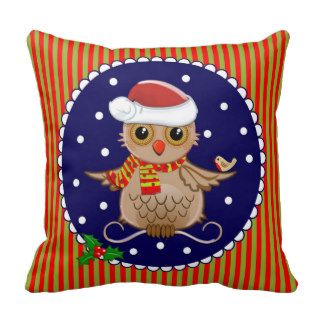 Cute Christmas pillow with cartoon owl and text
