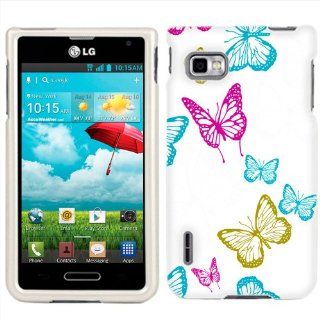 T Mobile LG Optimus F3 Vivaciuos Butterflies on White Phone Case Cover Cell Phones & Accessories