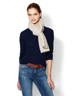Cable Knit Skinny Cashmere Scarf 66" x 10" by Portolano