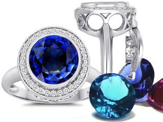 Switch It Gems Round 10mm Simulated Sapphire Ring 12 Simulated Birthstones Switch It Gems Jewelry