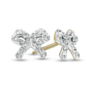 Childs White Swarovski® Crystal Bow Earrings in 14K Gold   Zales