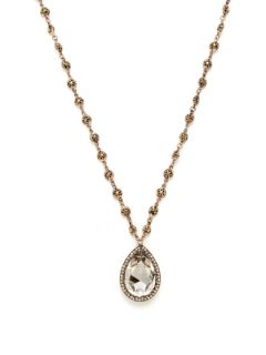 Clear Crystal Filigree Teardrop Pendant Necklace by Azaara Vintage