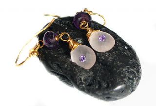 rose quartz sapphire amethyst earrings by prisha jewels