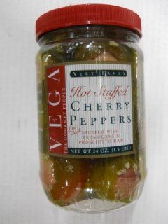 Vega Hot Stuffed Cherry Peppers 24 Ounce  Fresh Sweet Peppers Produce  Grocery & Gourmet Food