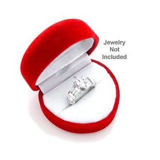 King Ice Red Heart Shaped Velvet Ring Jewelry Gift Box Heart Ring Case Jewelry