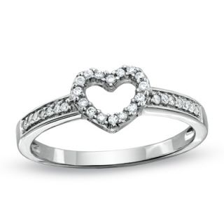 10 CT. T.W. Diamond Heart Promise Ring in 10K White Gold   Zales