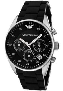 Emporio Armani AR5868  Watches,Sportivo Chronograph Black Dial Black Siliconand Stainless Steel, Chronograph Emporio Armani Quartz Watches