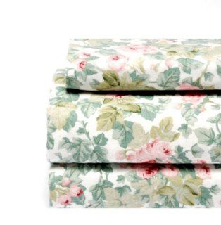 Laura Ashley Flannel Twin Sheet Set, Cottage Rose   Pillowcase And Sheet Sets