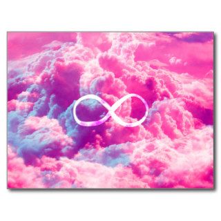 Girly Infinity Symbol Bright Pink Clouds Sky Post Cards