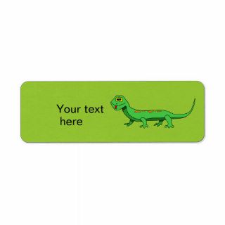 Cute Green Cartoon Lizard Kids Reptile Custom Return Address Labels