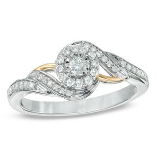 CT. T.W. Diamond Swirl Frame Promise Ring in 10K White Gold and
