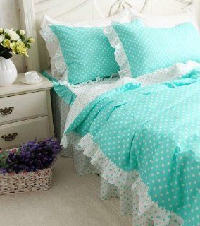 Shop DIAIDI Home Textile, Green Blue Bedding, Blue Polka Dot Bedding, Princess Blue Ruffle Bedding Set, Twin Queen King, 4Pcs Bed Sets (4ft bed) at the  Furniture Store. Find the latest styles with the lowest prices from DIAIDI