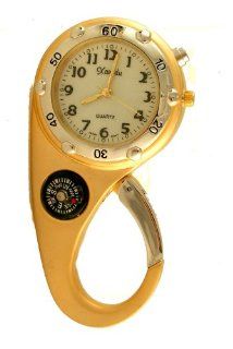 Clip on Watch Bag Pocket Watch W/compass & Back Light Gold Tone Watches