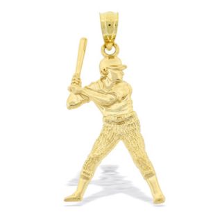 Baseball Player Necklace Charm in 10K Gold   Zales