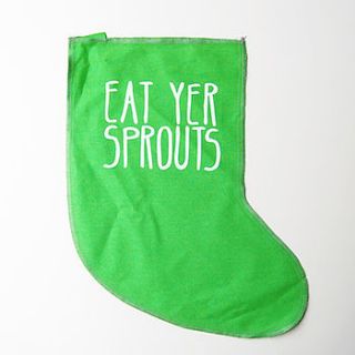 eat yer sprouts christmas stocking by tee and toast