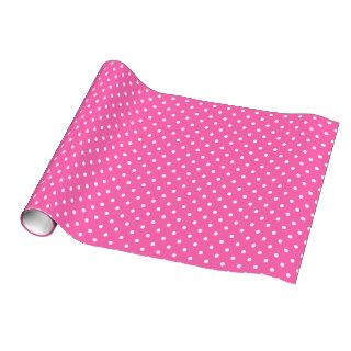 Hot Pink and White Polka Dot Pattern Gift Wrap Paper