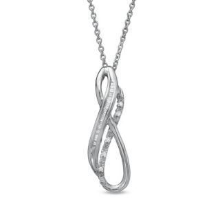 10 CT. T.W. Baguette and Round Diamond Infinity Pendant in Sterling