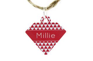 personalised pet id diamond tag triangle by we love to create