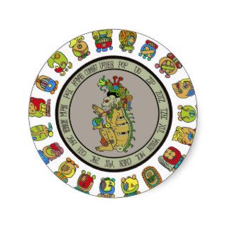 dios de la muerte del Maya calendario Etiqueta Redonda de