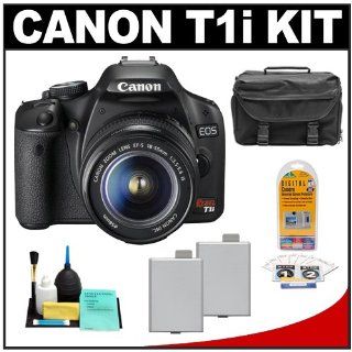 Canon EOS Rebel T1i 15.1MP Digital SLR Camera (Black) with Canon EF S 18 55mm IS Lens + (2) LP E5 Battery Packs + Case + Accessory Kit  Digital Slr Camera Bundles  Camera & Photo