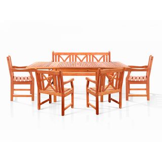 Bana Dining Set with Large Rectangular Table, 3 seater Bench and 4 Armchairs Vifah Dining Sets