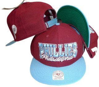 Philadelphia Phillies Unfiltrator Maroon/Blue Two Tone Snapback Adjustable Plastic Snap Back Hat / Cap  Sports Fan Baseball Caps  Sports & Outdoors