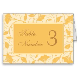 Golden Yellow Floral Vines Wedding Table Cards Card