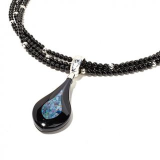Jay King Multigemstone Pendant with 3 Row Black Agate Necklace