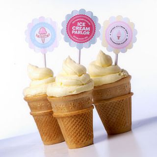 vintage ice cream cupcake toppers by feather grey parties