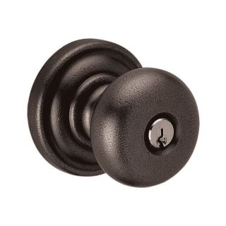BALDWIN Classic Distressed Oil Rubbed Bronze Round Residential Keyed Entry Door Knob
