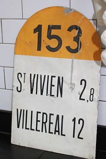 original old french road sign by colporter