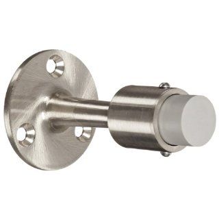 Rockwood 474.15 Brass Door Stop, #12 x 1 1/4" FH WS Fastener with Plastic Anchor, 2 1/4" Base Diameter x 3 3/4" Height, Satin Nickel Plated Clear Coated Finish
