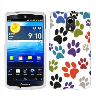 Pantech Discover Multi Dog Paws on White Cover Case Cell Phones & Accessories
