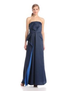 HALSTON HERITAGE Women's Strapless ColorblockEvening Dress with Bow Detail Dresses