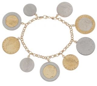 7 1/2 Italian Coin Charm Bracelet 14K Gold —