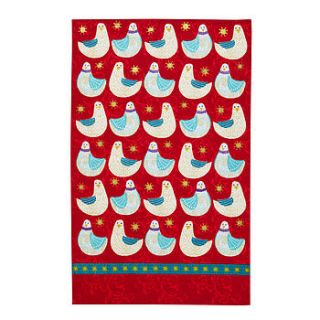christmas dove linen tea towel by ulster weavers