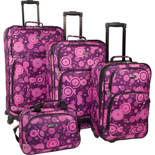 U.S. Traveler Purple Polka Dot 4 Piece Spinner Luggage Set