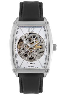 Stauer E248S  Watches,Mens Automatic Black Leather, Casual Stauer Automatic Watches