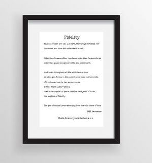 personalised marriage poem print by parkins interiors