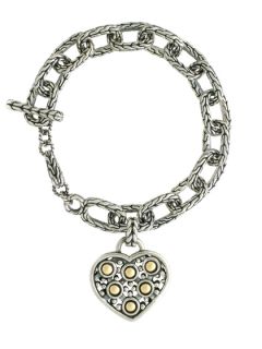 Jaisalmer Silver & Gold Dotted Heart Charm Bracelet by John Hardy